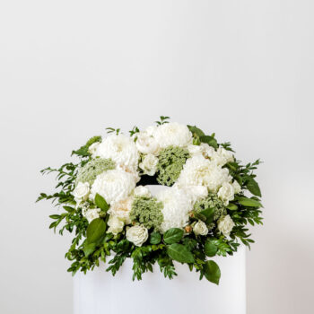 white flower funeral wreath - Serena
